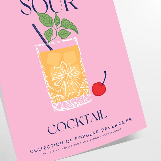 space vibrant Amaretto Sour Cocktail poster stunning mix yellow blue wall art perfect blend flavor color ideal gift artwork decor frame