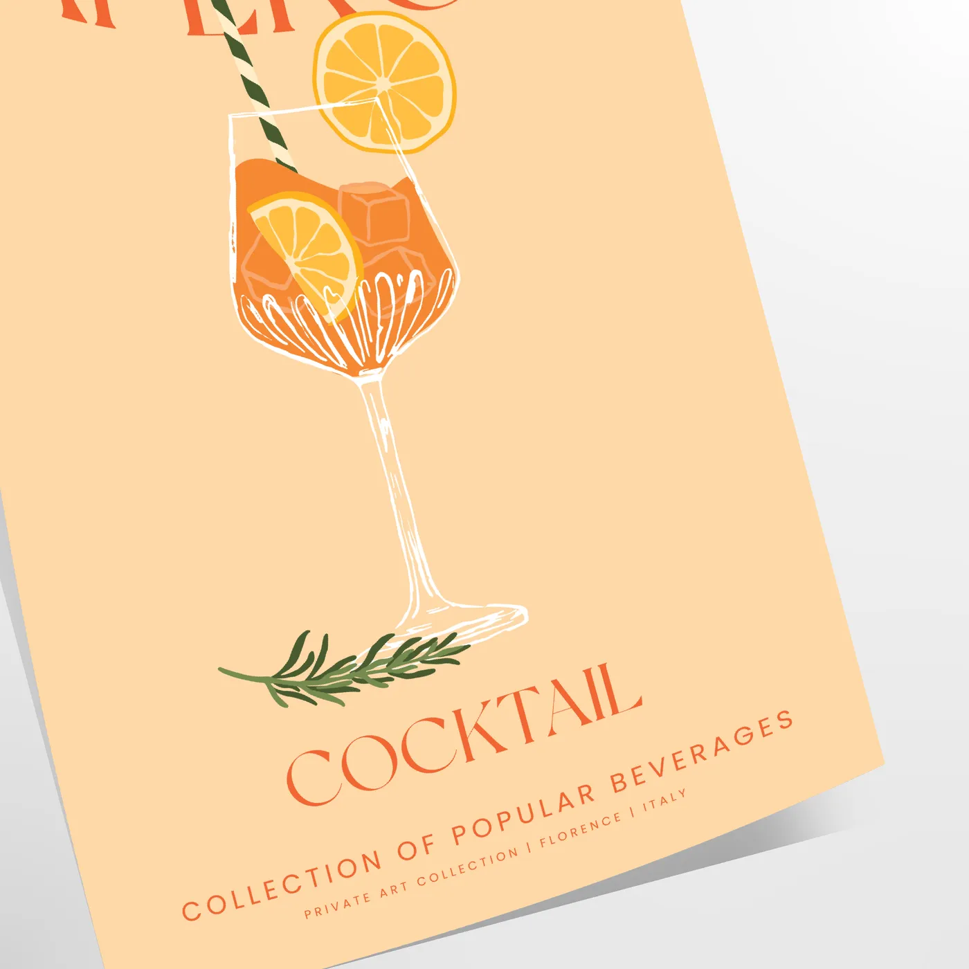 space vibrant Aperol cocktail poster stunning blend orange gray hues eye wall art perfect gift enthusiast unframed formats decor needs