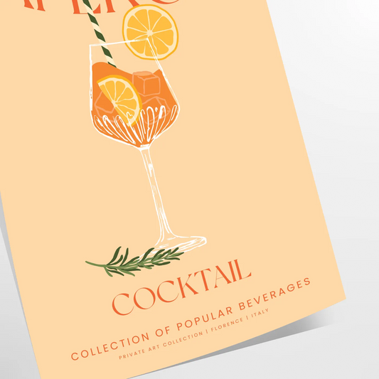 space vibrant Aperol cocktail poster stunning blend orange gray hues eye wall art perfect gift enthusiast unframed formats decor needs