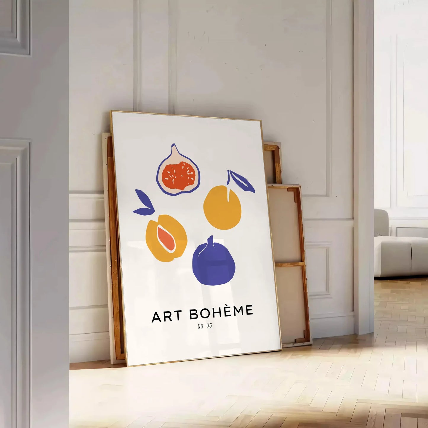 space Boheme Kitchen Art poster modern blend gray orange hues standout wall piece thoughtful gift décor sizes A4 cm A0 artwork home