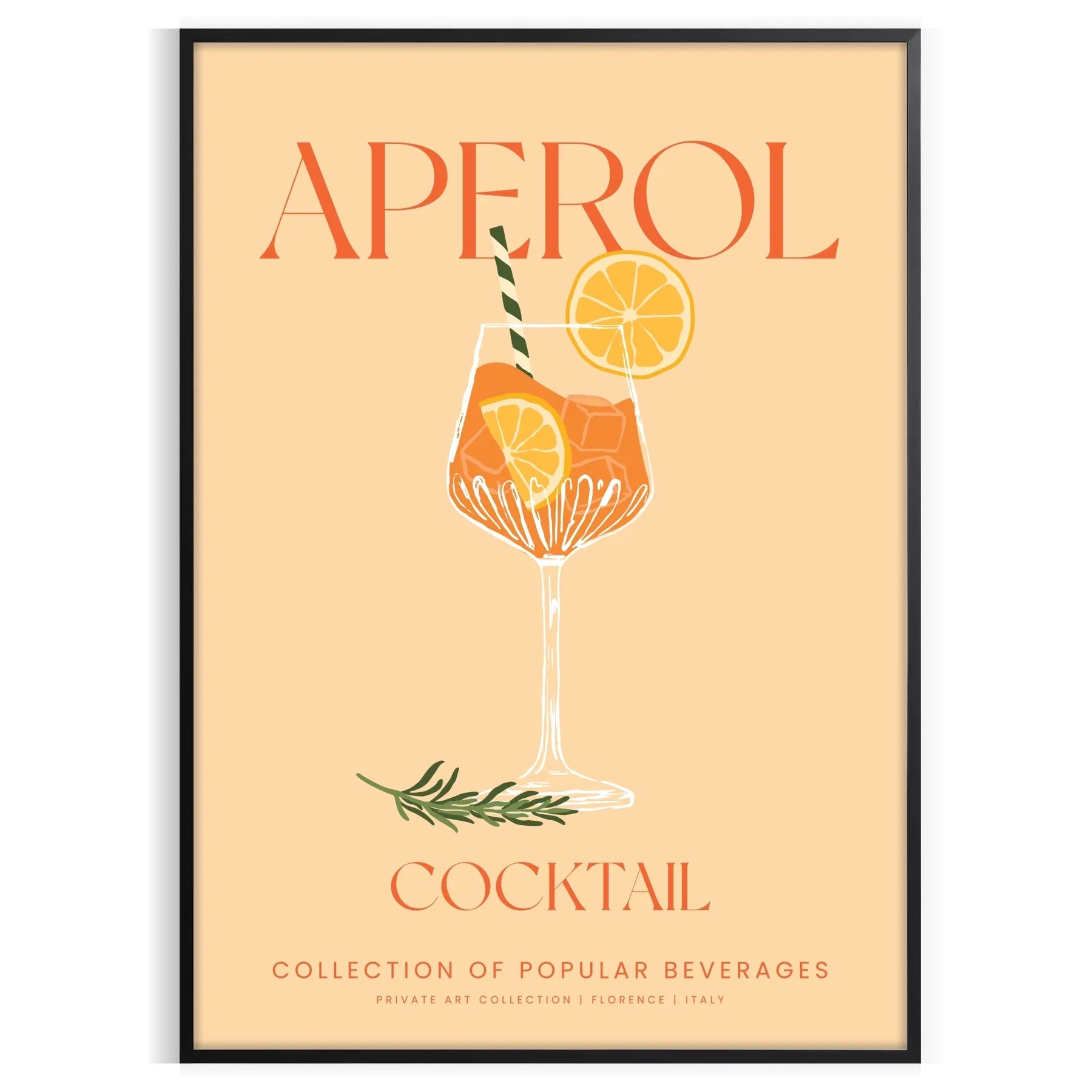 space vibrant Aperol cocktail poster stunning blend orange gray hues eye wall art perfect gift enthusiast unframed formats decor needs