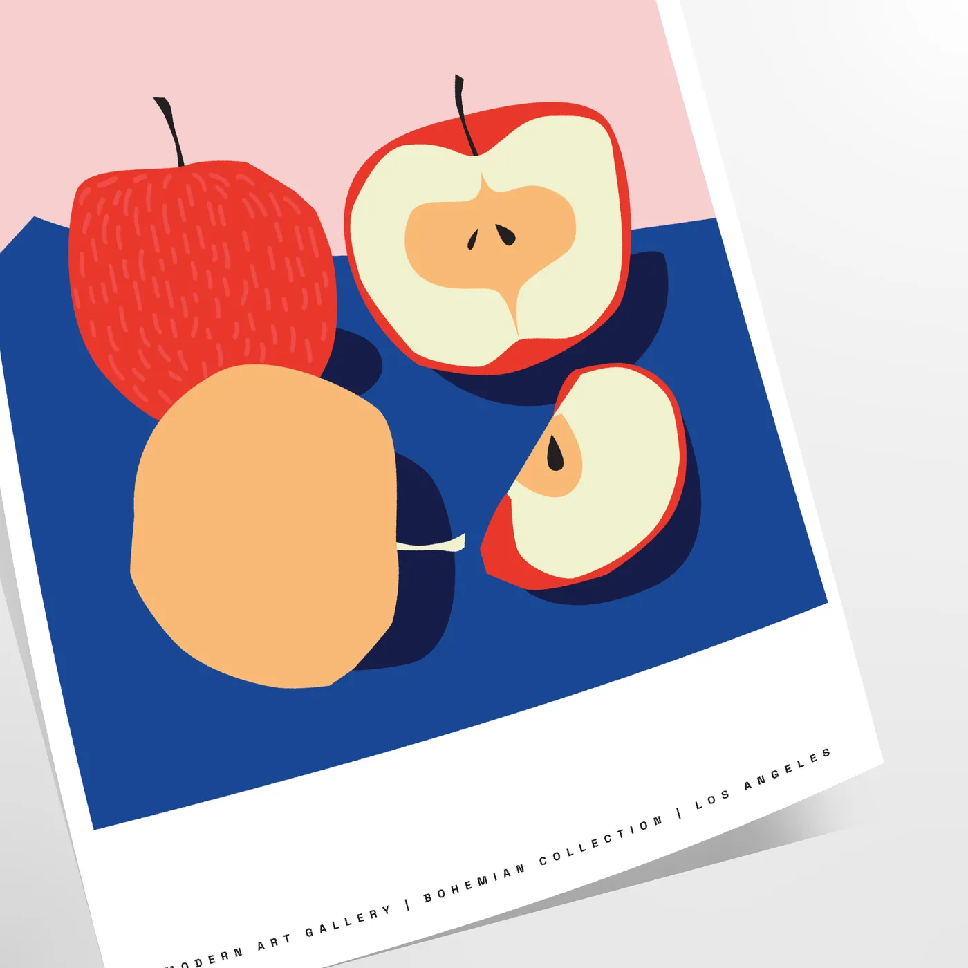 space vibrant apple fruit art poster rich oranges blues striking visual impact wall unique gift artwork room refreshing design unframed options