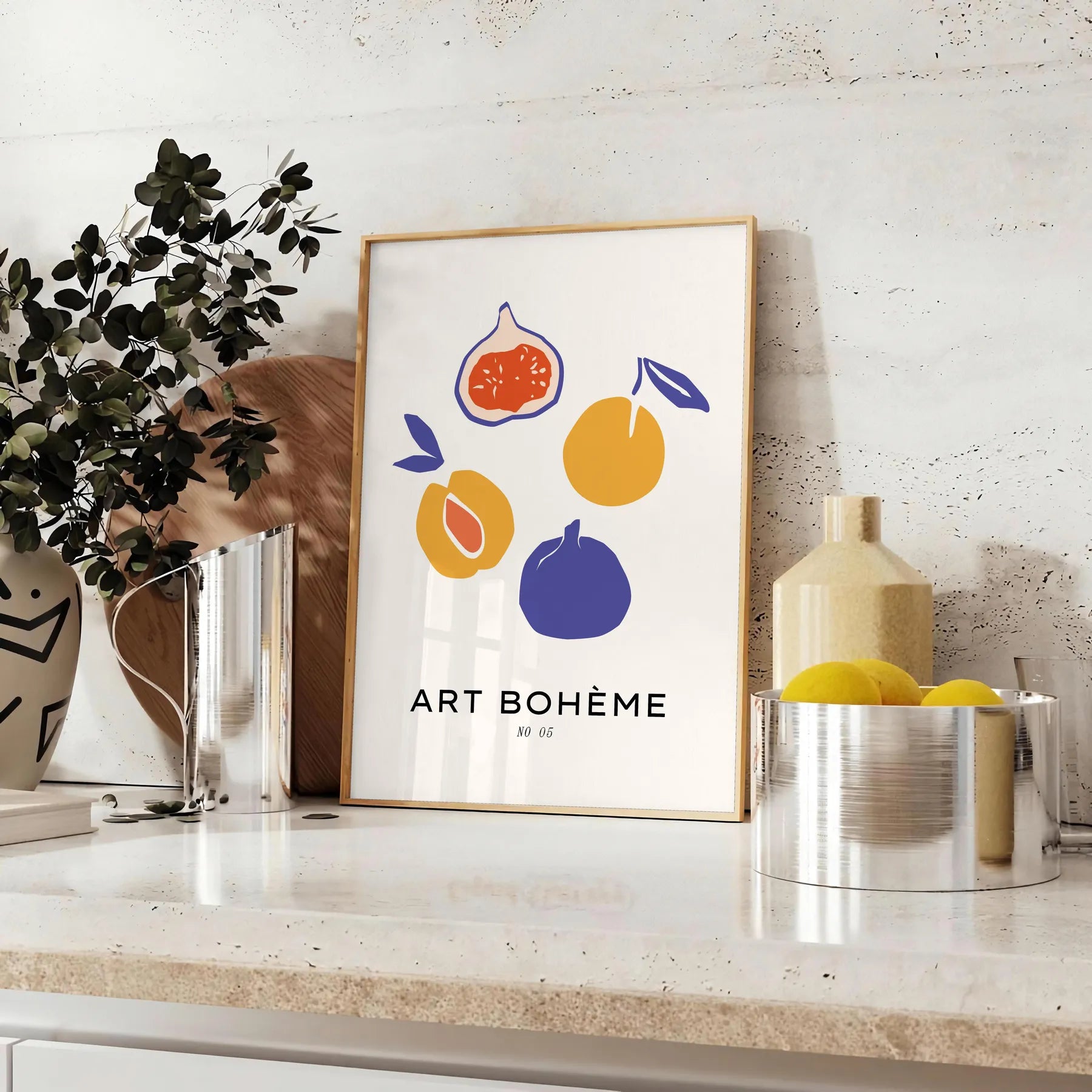 space Boheme Kitchen Art poster modern blend gray orange hues standout wall piece thoughtful gift décor sizes A4 cm A0 artwork home