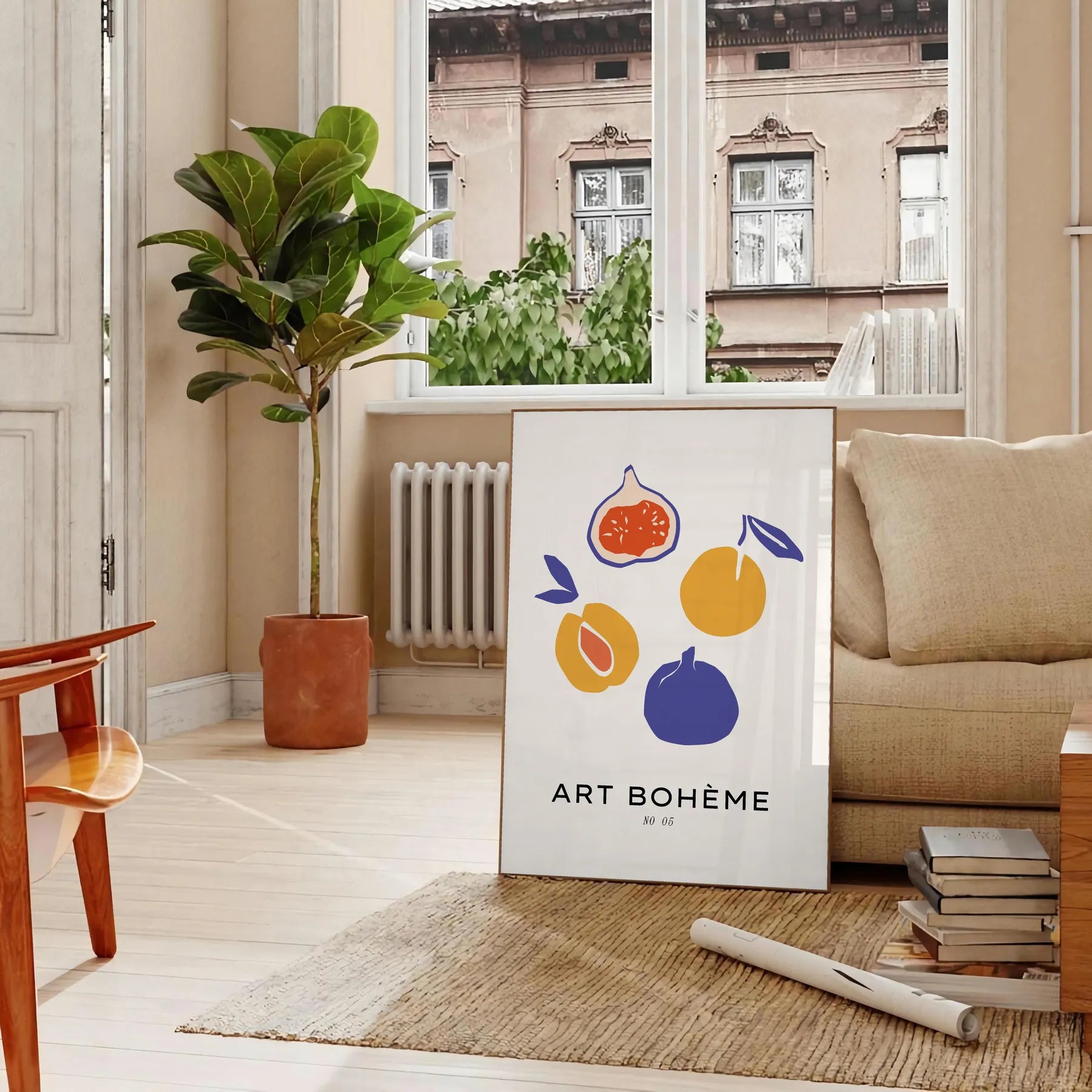 space Boheme Kitchen Art poster modern blend gray orange hues standout wall piece thoughtful gift décor sizes A4 cm A0 artwork home