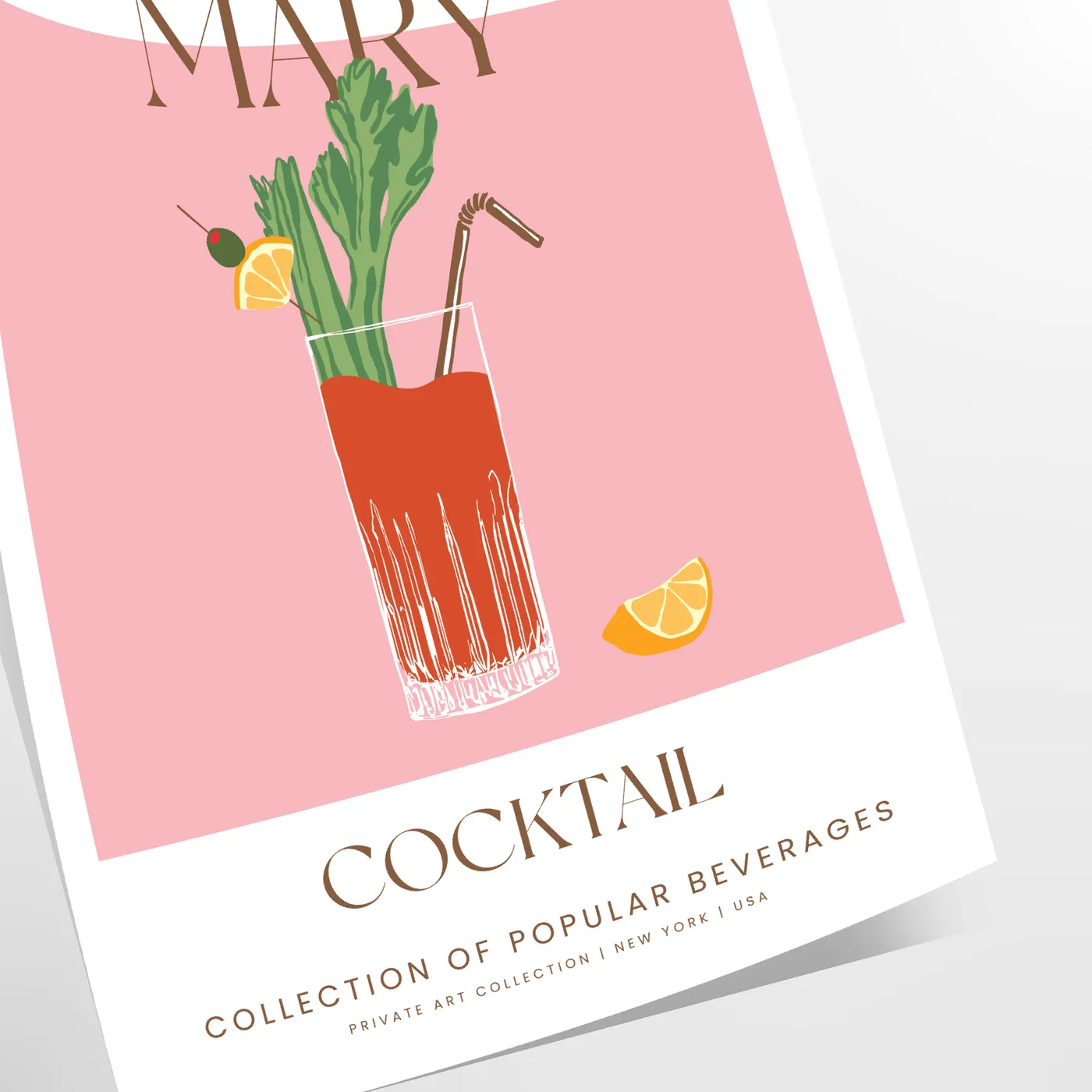 space vibrant Bloody Mary cocktail art poster green orange hues stunning wall perfect gift lovers home decorators sizes A4 cm A0