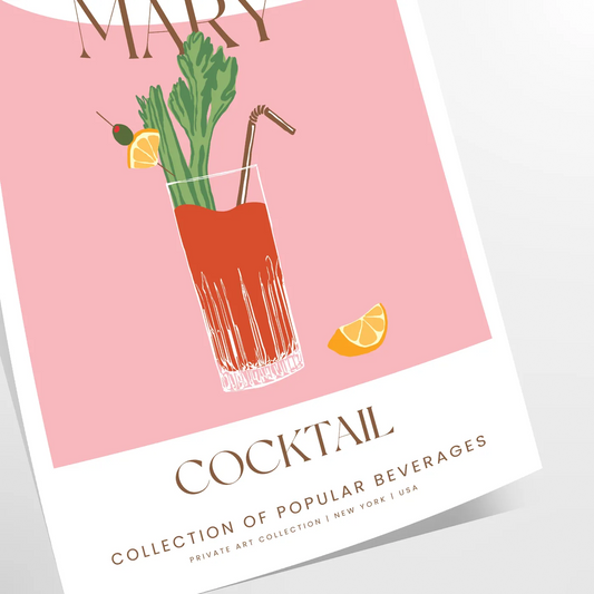space vibrant Bloody Mary cocktail art poster green orange hues stunning wall perfect gift lovers home decorators sizes A4 cm A0